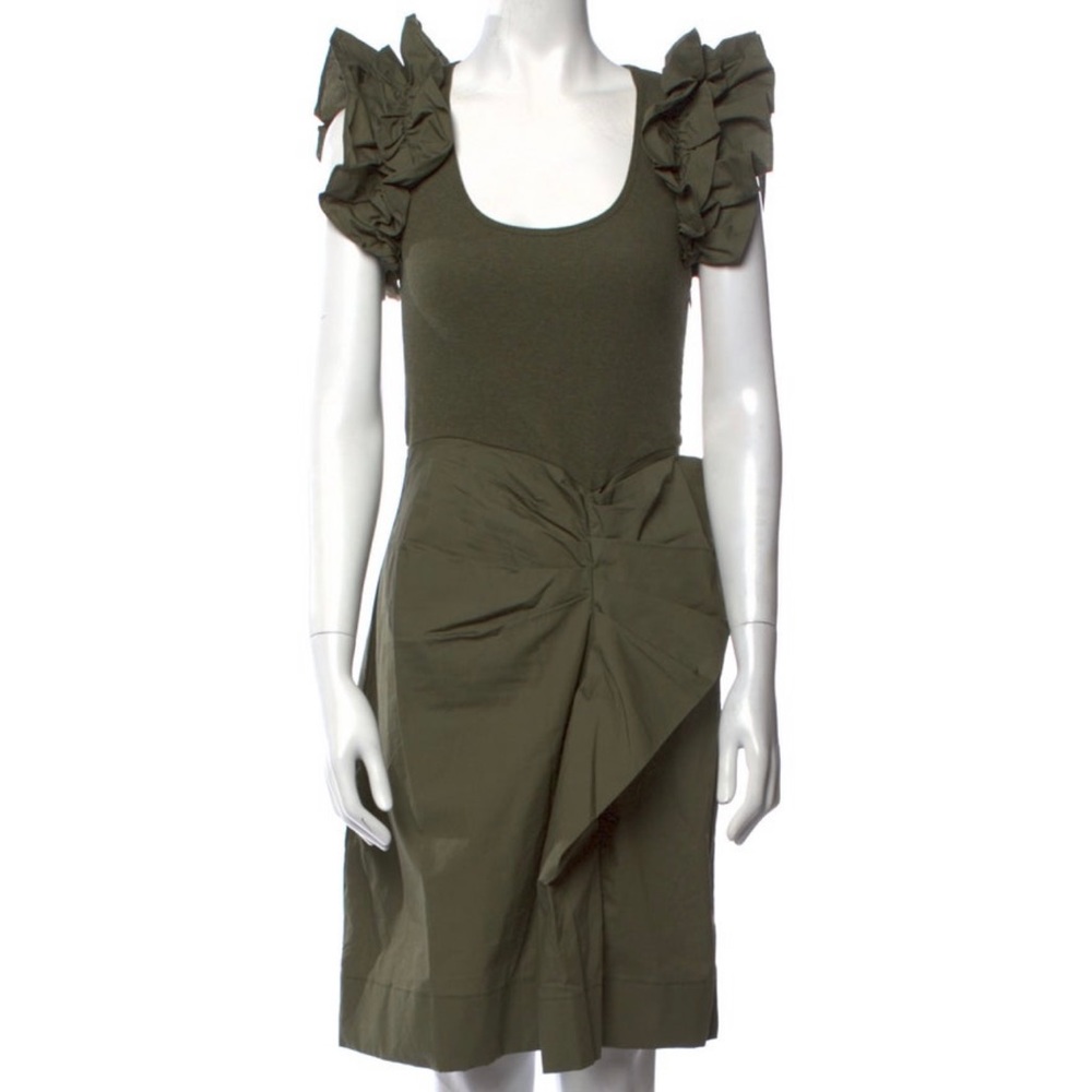Ulla Johnson green olive ruffle Isabella dress 2022
